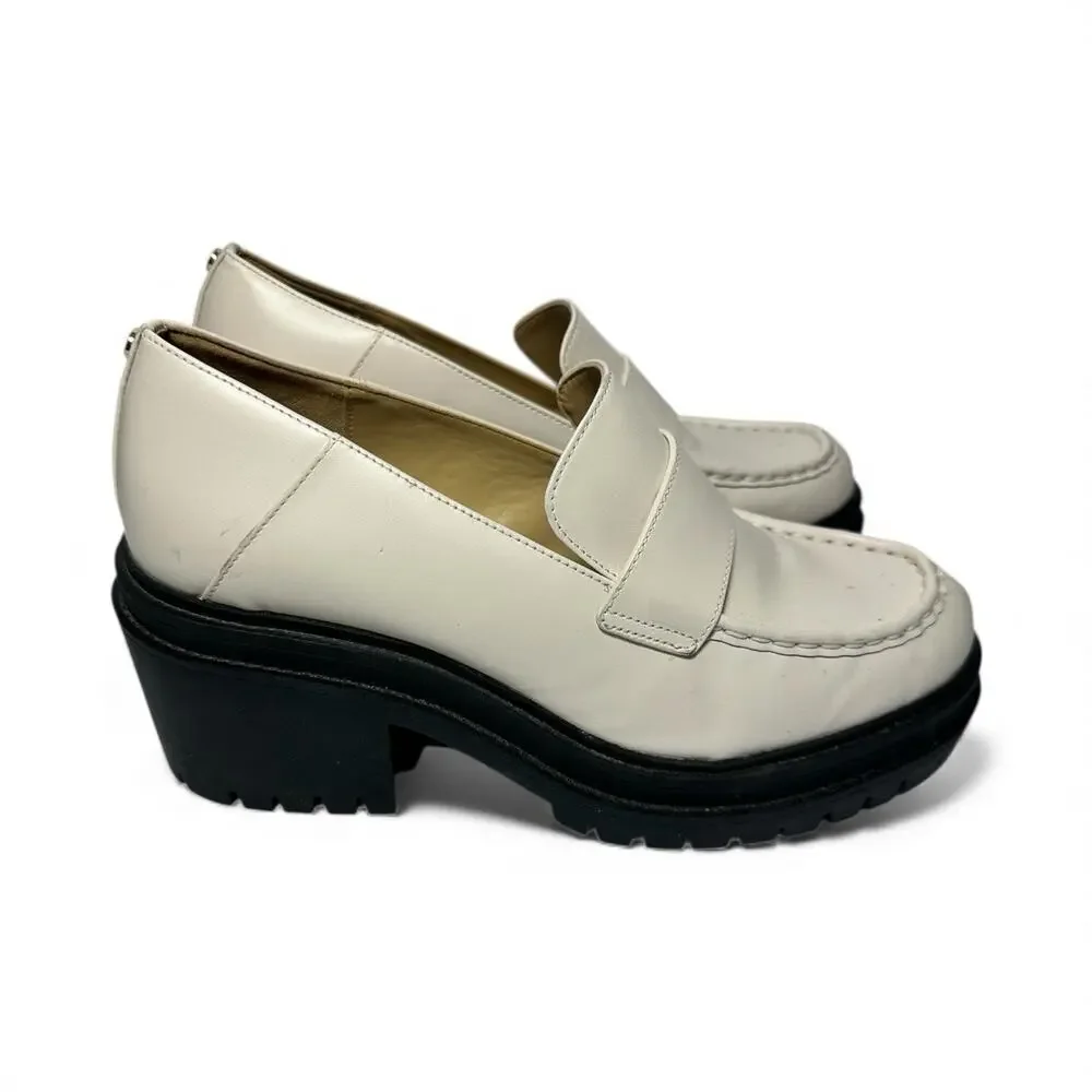 Michael Kors Women's Rocco Slip-On Platform Heeled Loafer, Light Cream, 8.5 Lug - Picture 4 of 13